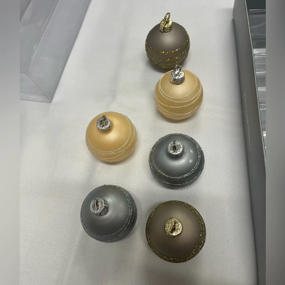 Ornament Photo or Card Holders Set/6 Metallic Pier 1 Imports Christmas Ball